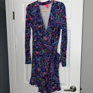 Lilly Pulitzer Purple Blue and Pink Long Sleeve  Dress
